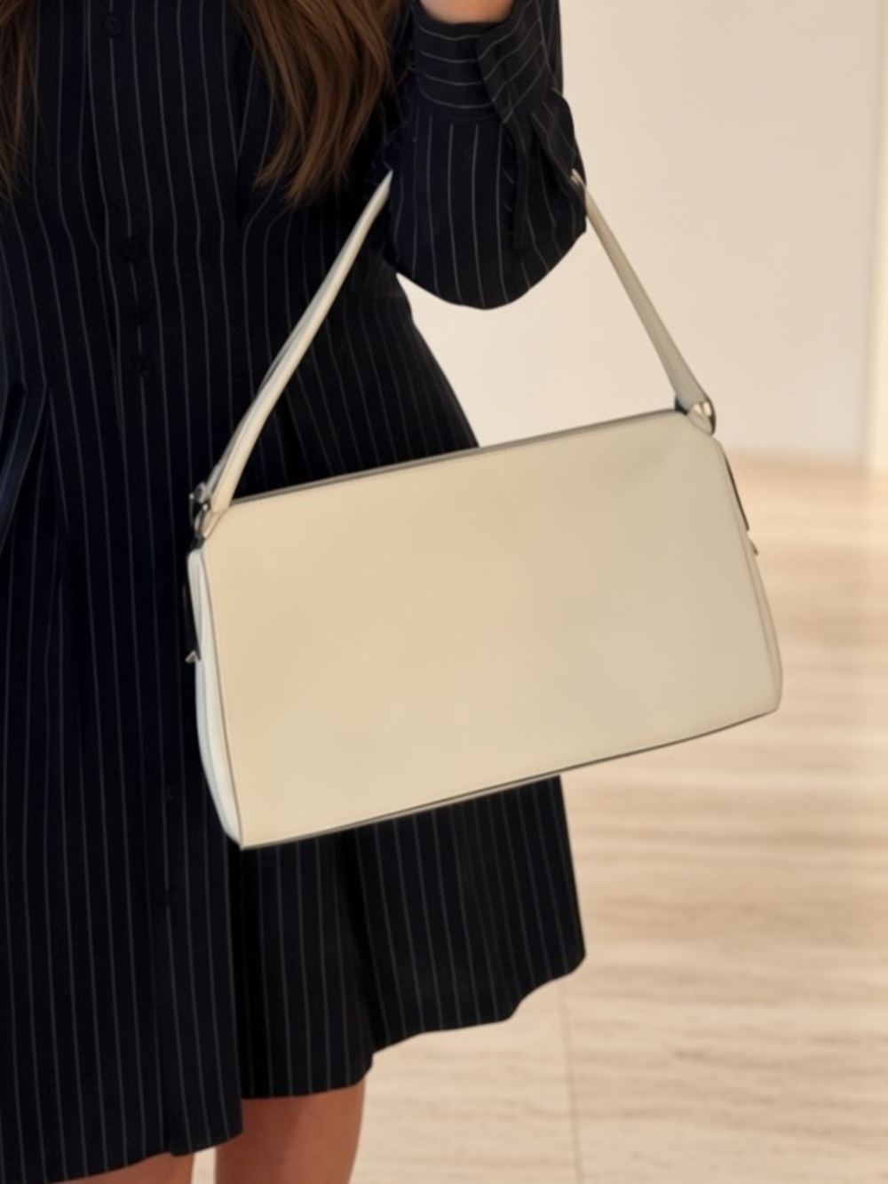 Prada White Shoulder Bag - Minimal Leather Tote